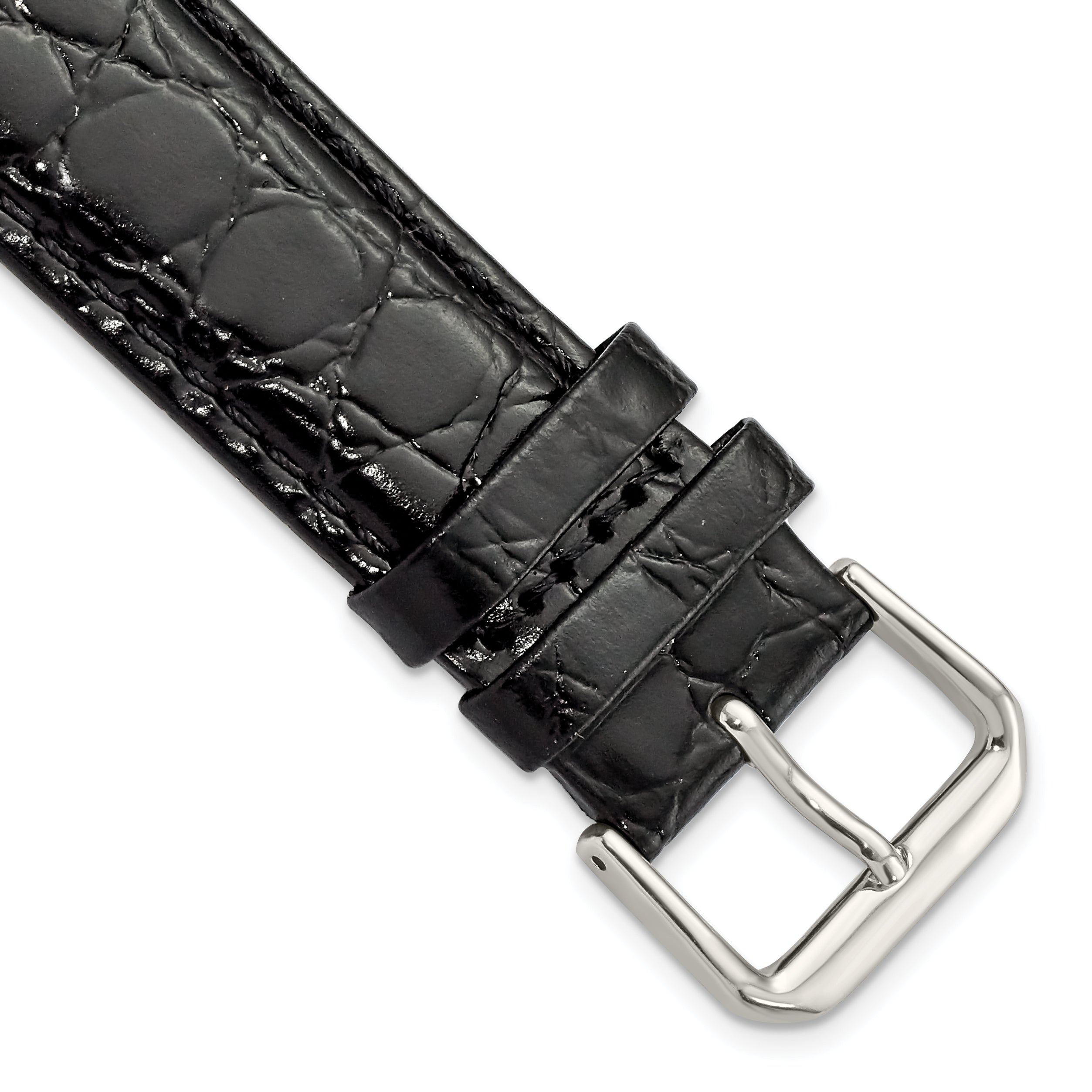 Alligator-Grain Leather Watch Band in Black, 15mm