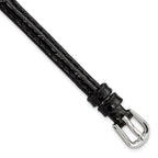 6mm Black Alligator Grain Leather with Silver-tone Buckle 6.75 inch Watch Band