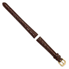 Brown Alligator-Grain Leather Watch Band with Gold-Tone Buckle - Sophia Jewelers