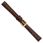 Brown Alligator-Grain Leather Watch Band with Gold-Tone Buckle - Sophia Jewelers