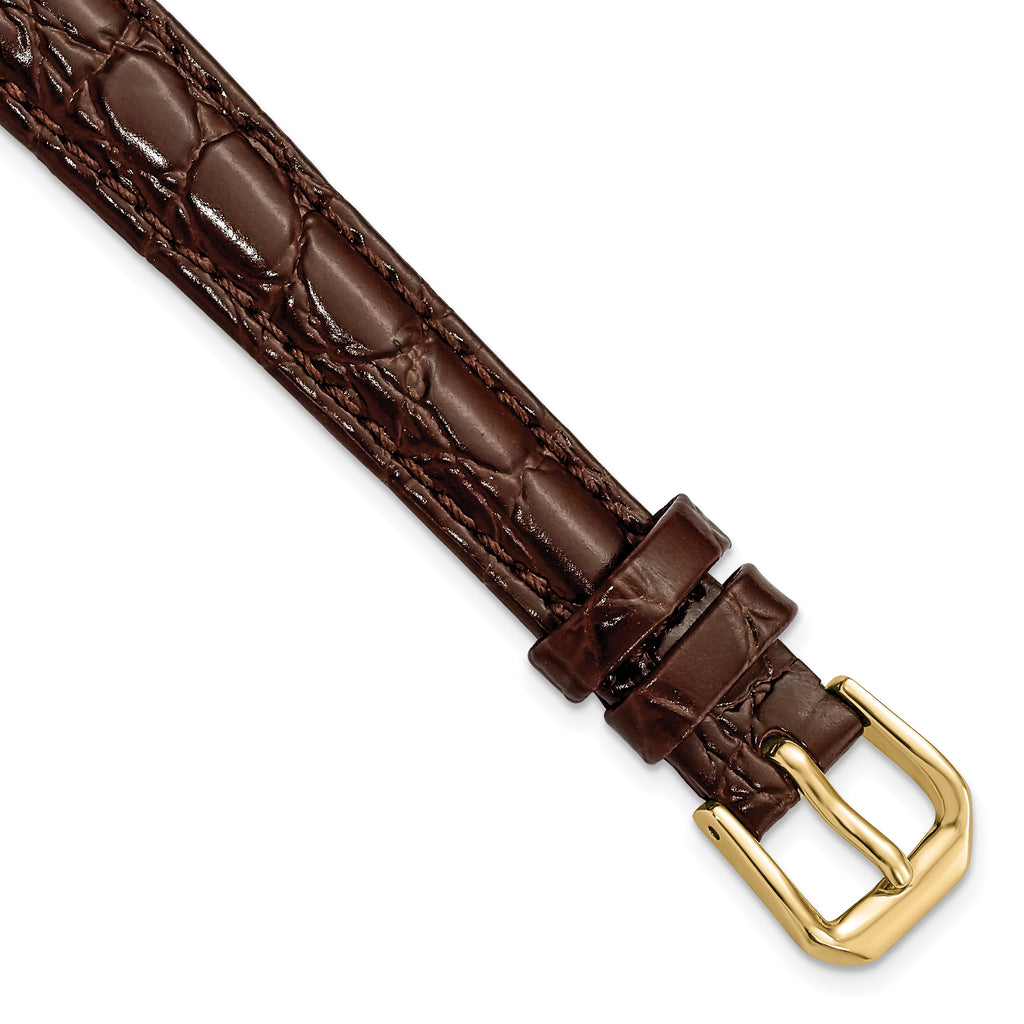 Alligator-Grain Leather Watch Band in Dark Brown, 10mm