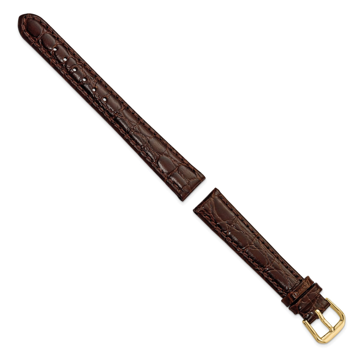 Brown Alligator-Grain Leather Watch Band with Gold-Tone Buckle - Sophia Jewelers
