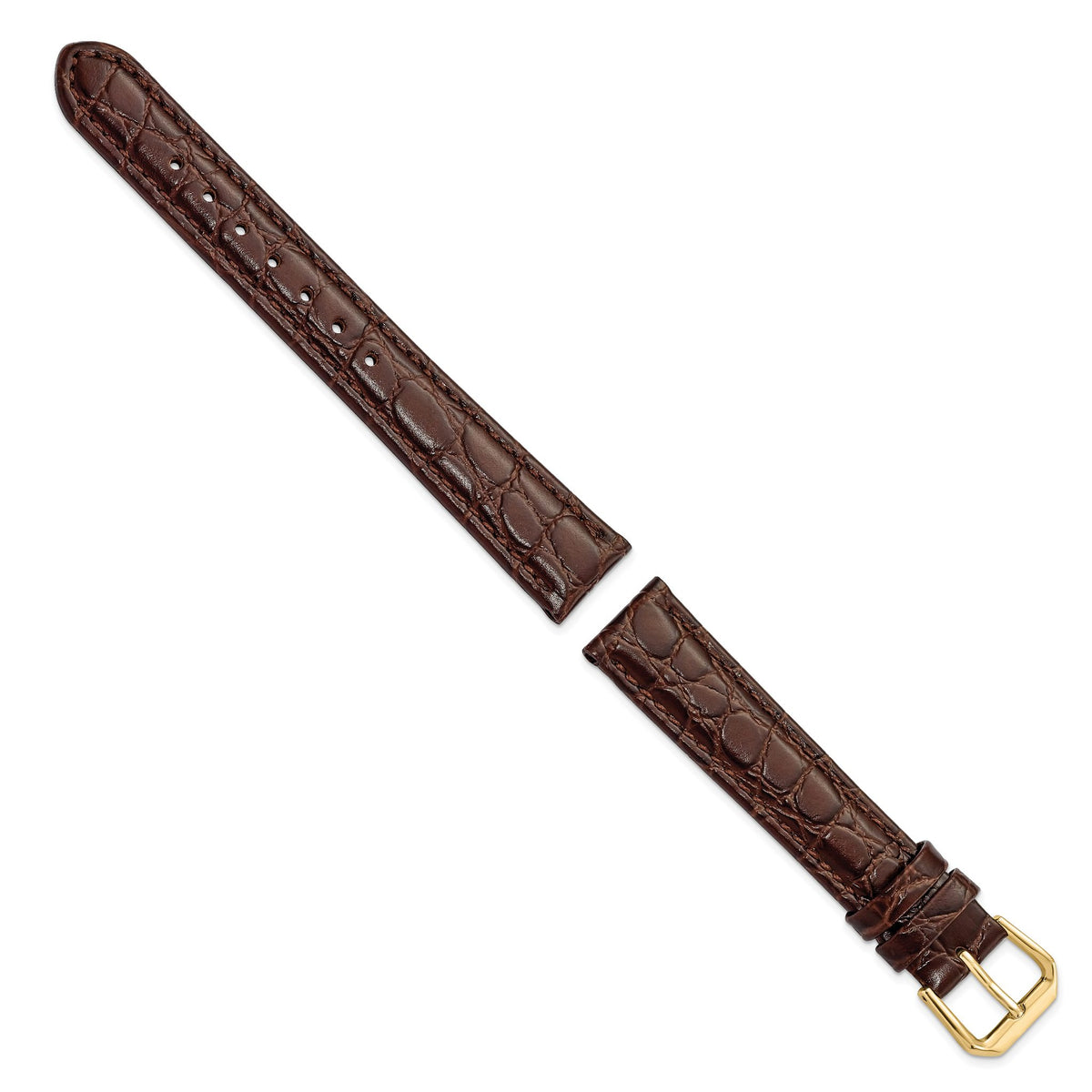 Brown Alligator-Grain Leather Watch Band with Gold-Tone Buckle - Sophia Jewelers