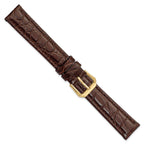 Brown Alligator-Grain Leather Watch Band with Gold-Tone Buckle - Sophia Jewelers