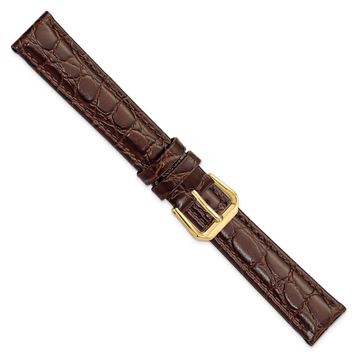 Brown Alligator-Grain Leather Watch Band with Gold-Tone Buckle - Sophia Jewelers