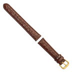 Brown Alligator-Grain Leather Watch Band with Gold-Tone Buckle 18mm