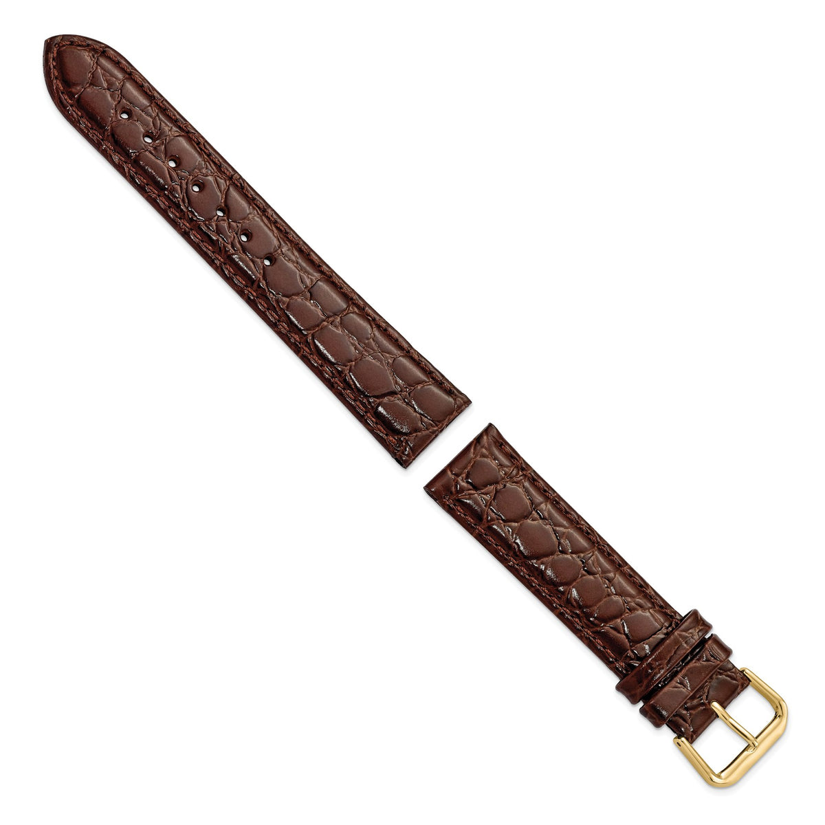 Brown Alligator-Grain Leather Watch Band with Gold-Tone Buckle - Sophia Jewelers