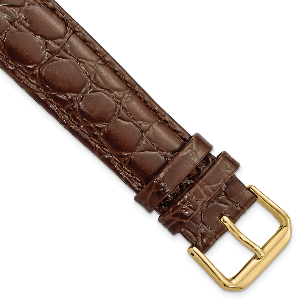 Alligator-Grain Leather Watch Band in Dark Brown, 10mm