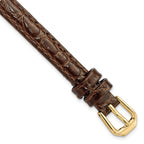 8mm Dark Brown Alligator Grain Leather with Gold-tone Buckle 6.75 inch Watch Band