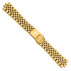 DeBeer 18-22mm Satin and Polished Stainless Steel Gold-tone Jubilee-Style Solid Link with Deployment Buckle 7 inch Watch Band