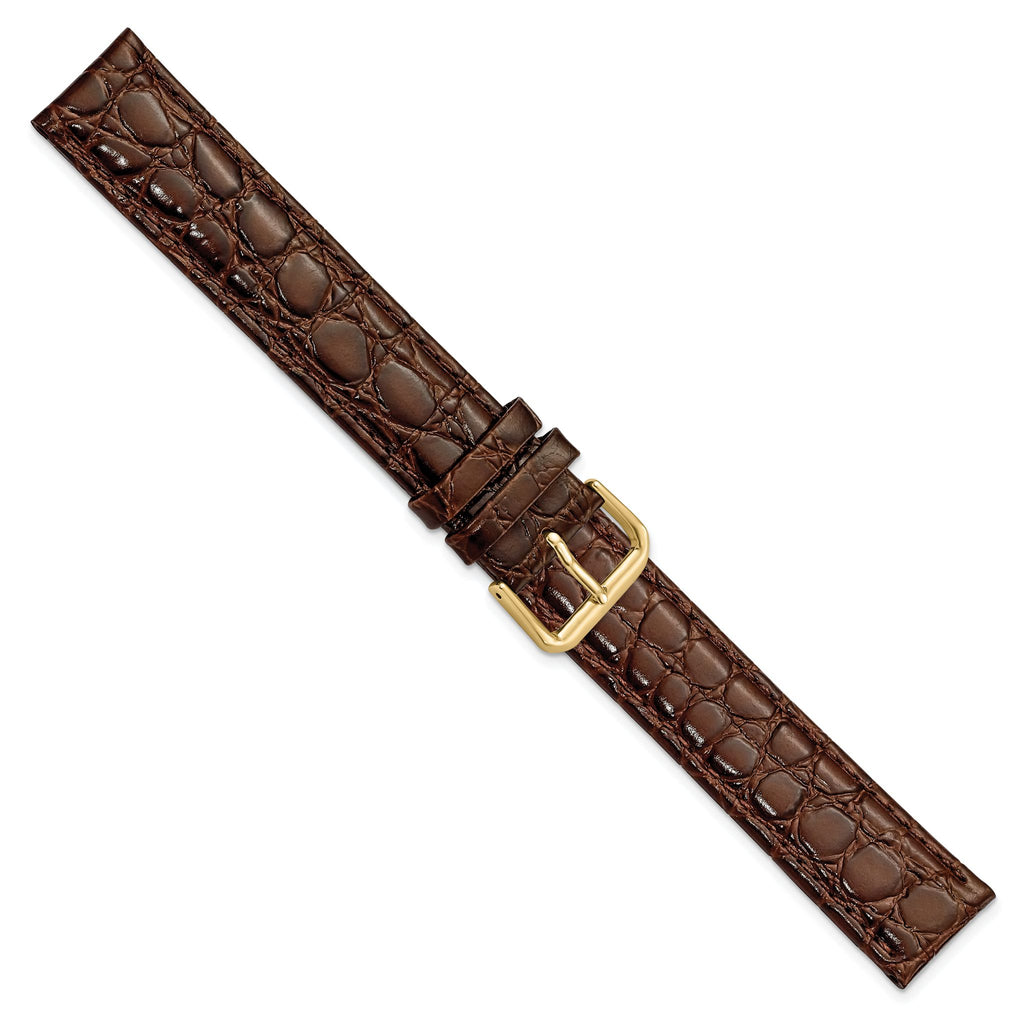 Brown Alligator-Grain Extra Long Watch Band in Leather - Sophia Jewelers