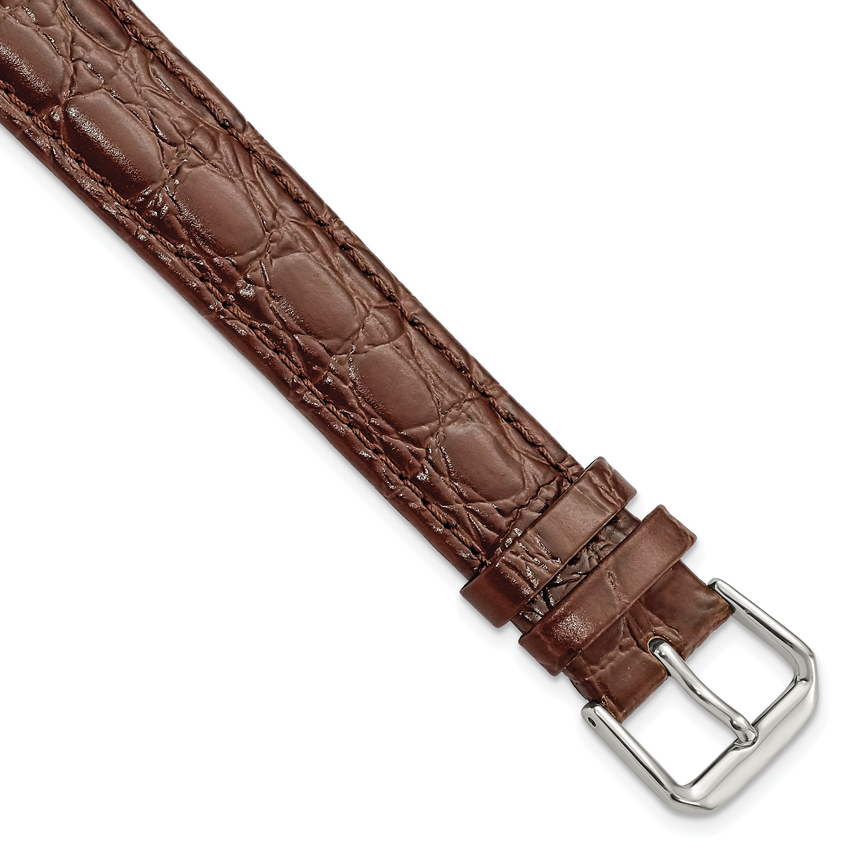 Alligator-Grain Leather Watch Band in Brown, 16mm