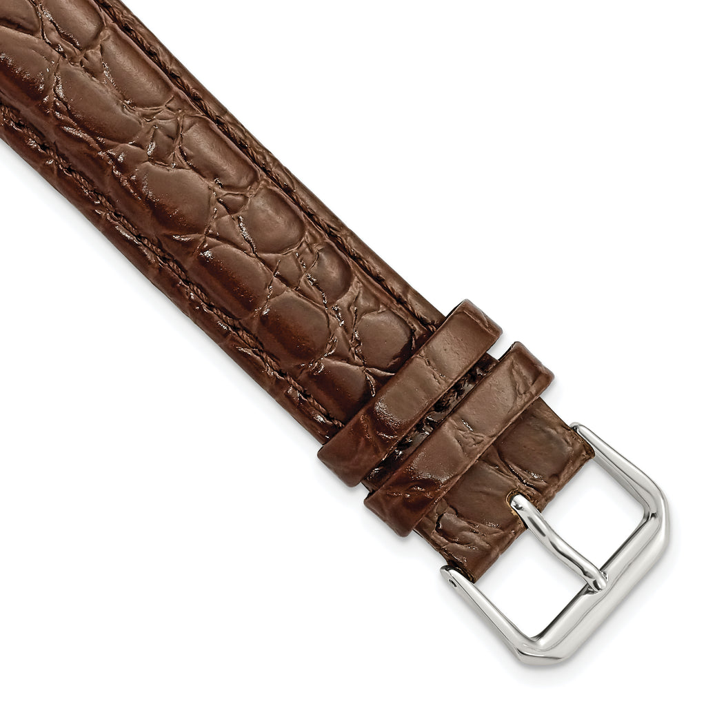 Alligator-Grain Leather Watch Band in Brown, 16mm