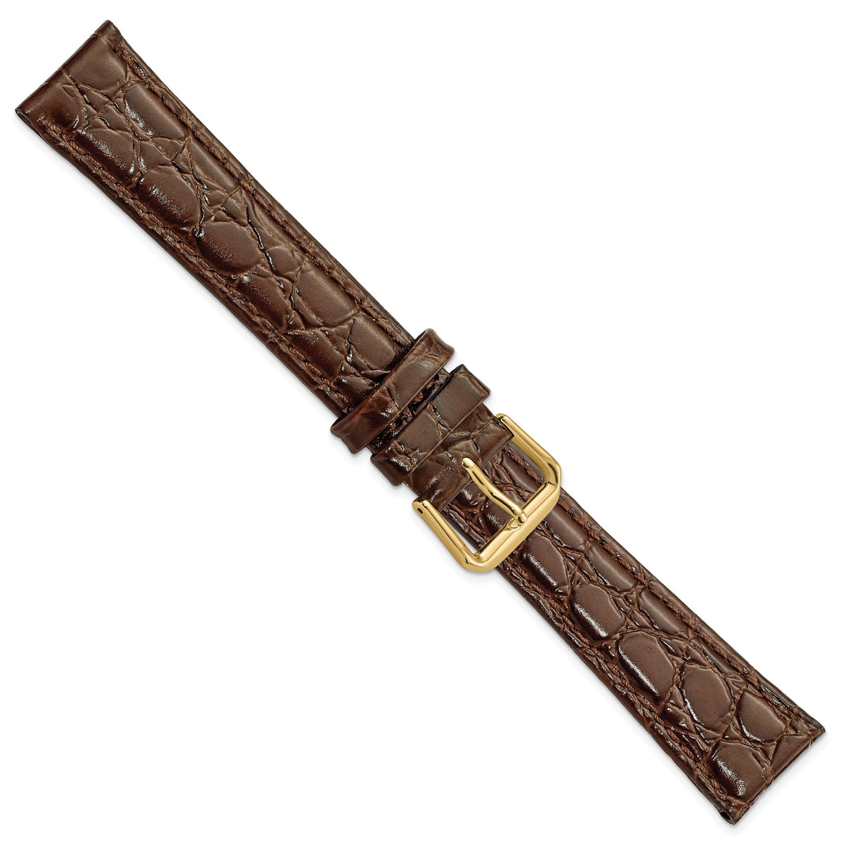 Alligator Grain Watch Band in Brown Leather, 18mm - Sophia Jewelers