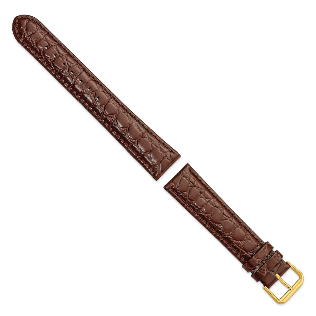 Alligator Grain Watch Band in Brown Leather, 18mm - Sophia Jewelers