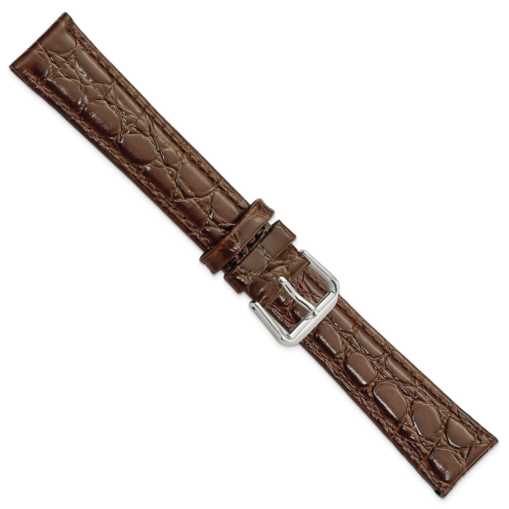 Alligator Grain Leather Watch Band in Brown, 18mm - Sophia Jewelers