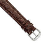 10mm Brown Alligator Grain Leather with Silver-tone Buckle 6.75 inch Watch Band