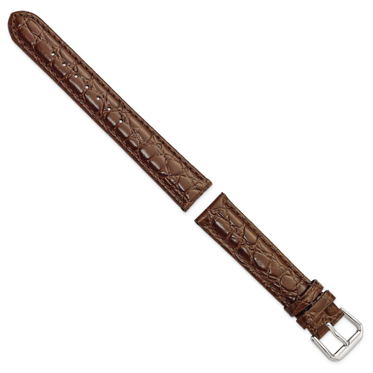 Grain DeBeer Brown Alligator-Grain Watch Band in Leather - Sophia Jewelers