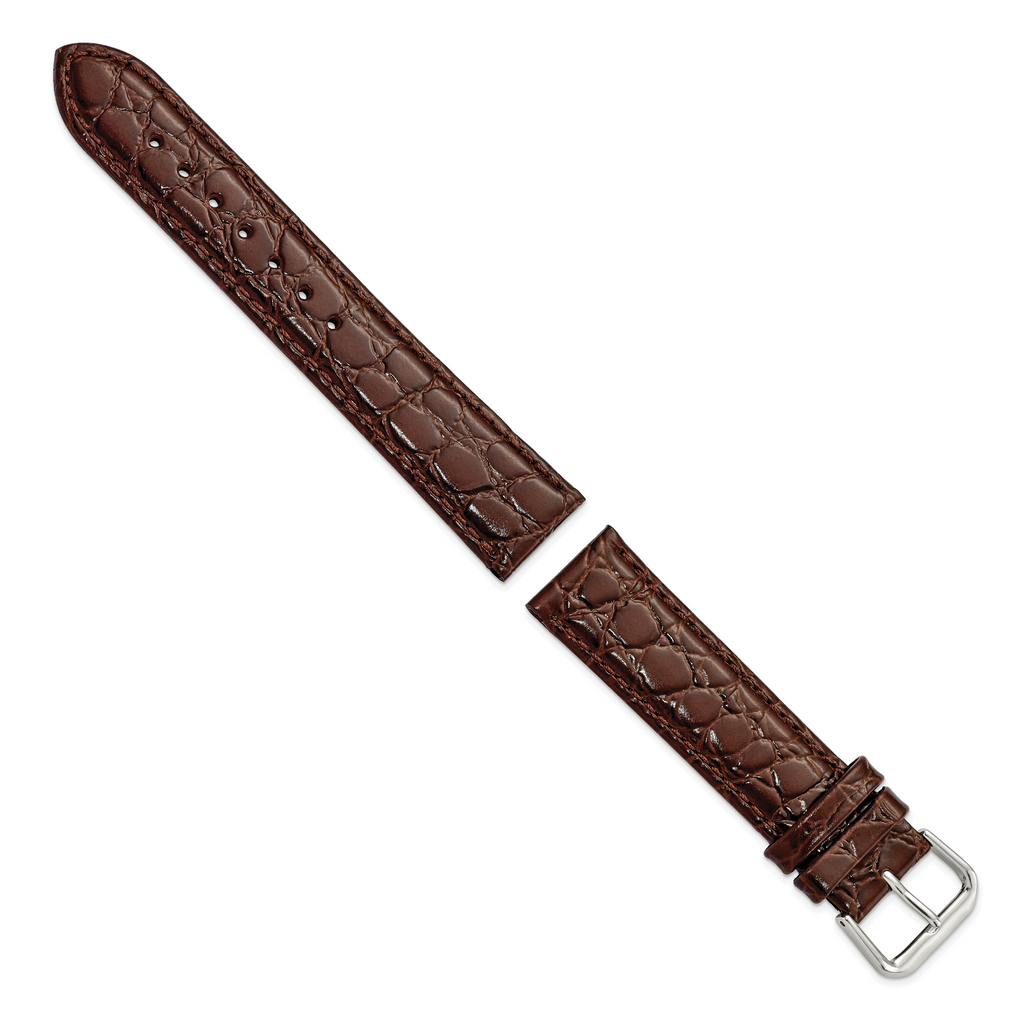 Grain DeBeer Brown Alligator-Grain Watch Band in Leather - Sophia Jewelers