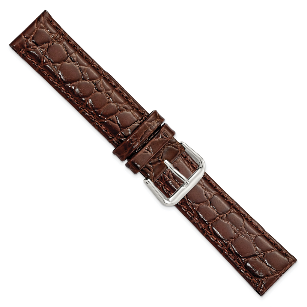 Grain DeBeer Brown Alligator-Grain Watch Band in Leather - Sophia Jewelers