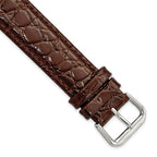 10mm Brown Alligator Grain Leather with Silver-tone Buckle 6.75 inch Watch Band