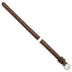 8mm Brown Alligator Grain Leather with Silver-tone Buckle 6.75 inch Watch Band