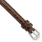 8mm Brown Alligator Grain Leather with Silver-tone Buckle 6.75 inch Watch Band