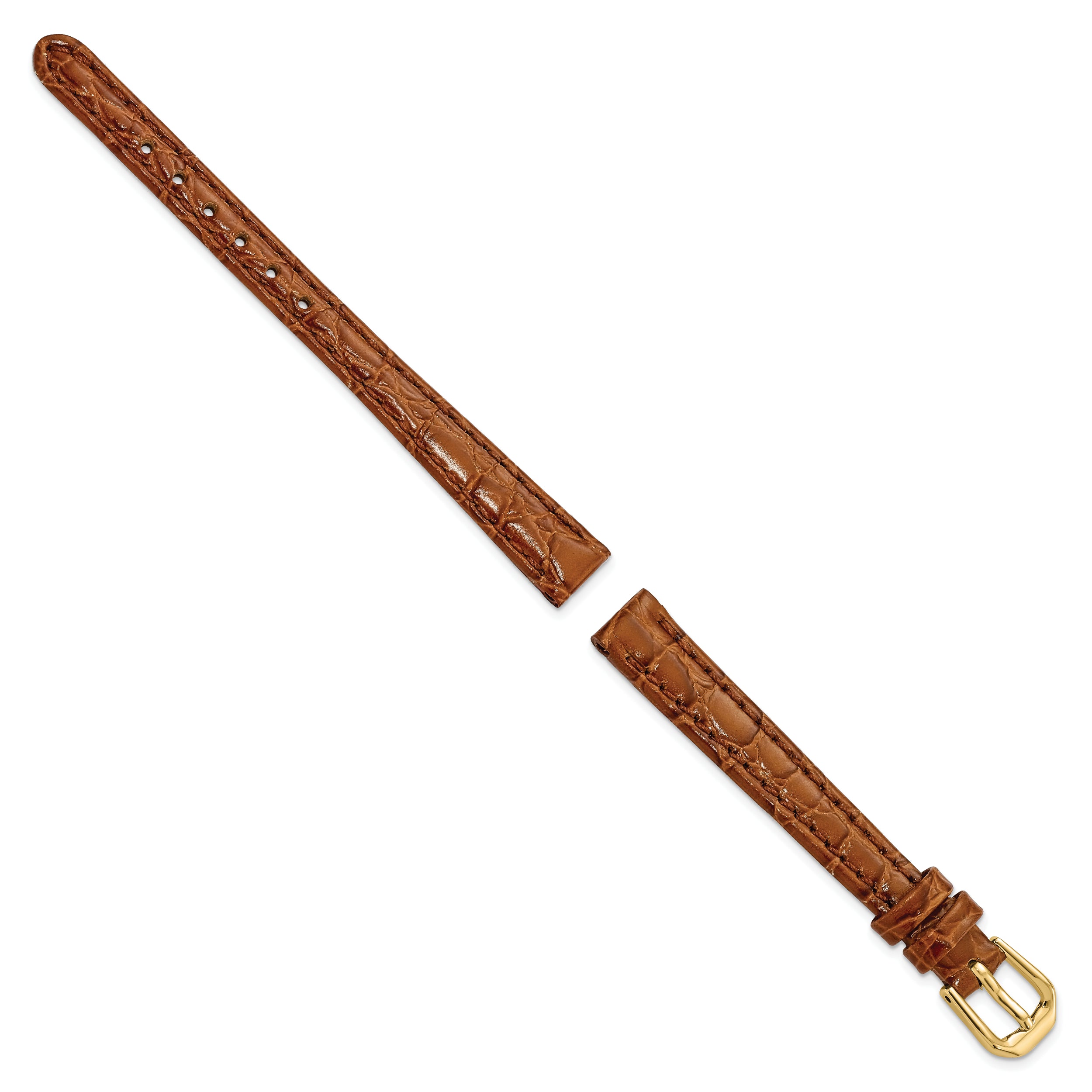 10mm Havana Alligator Grain Leather with Gold-tone Buckle 6.75 inch Watch Band