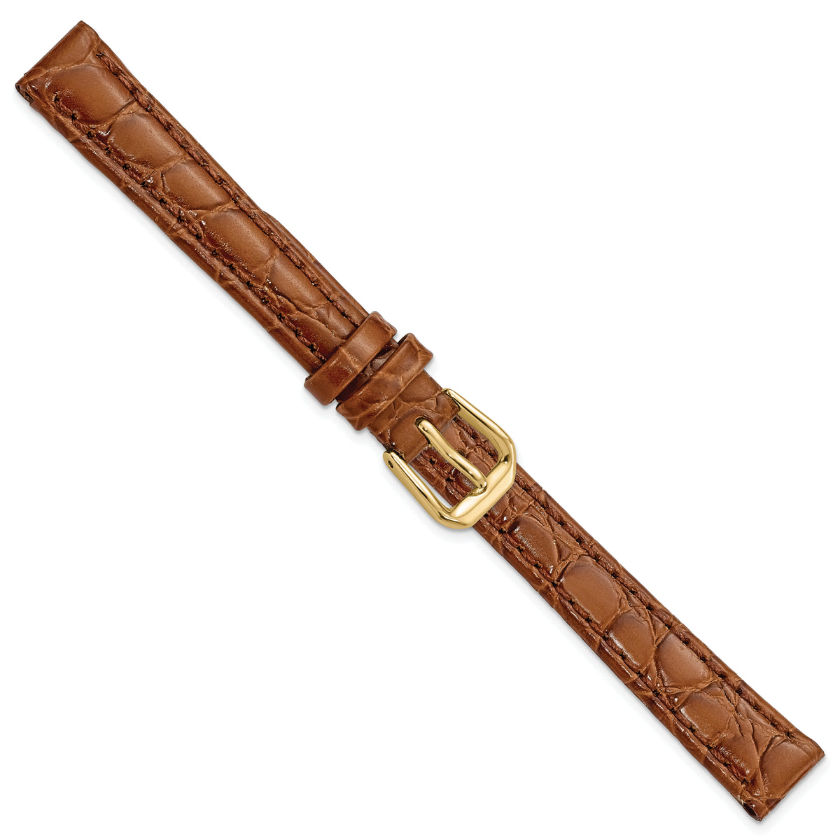 DeBeer 12mm Havana Alligator Grain Leather with Gold-tone Buckle 6.75 inch Watch Band