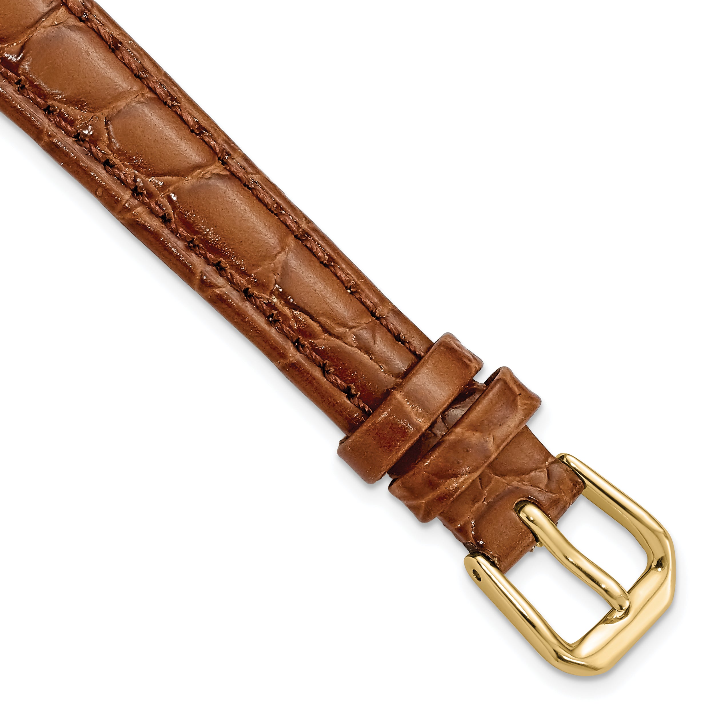 10mm Havana Alligator Grain Leather with Gold-tone Buckle 6.75 inch Watch Band