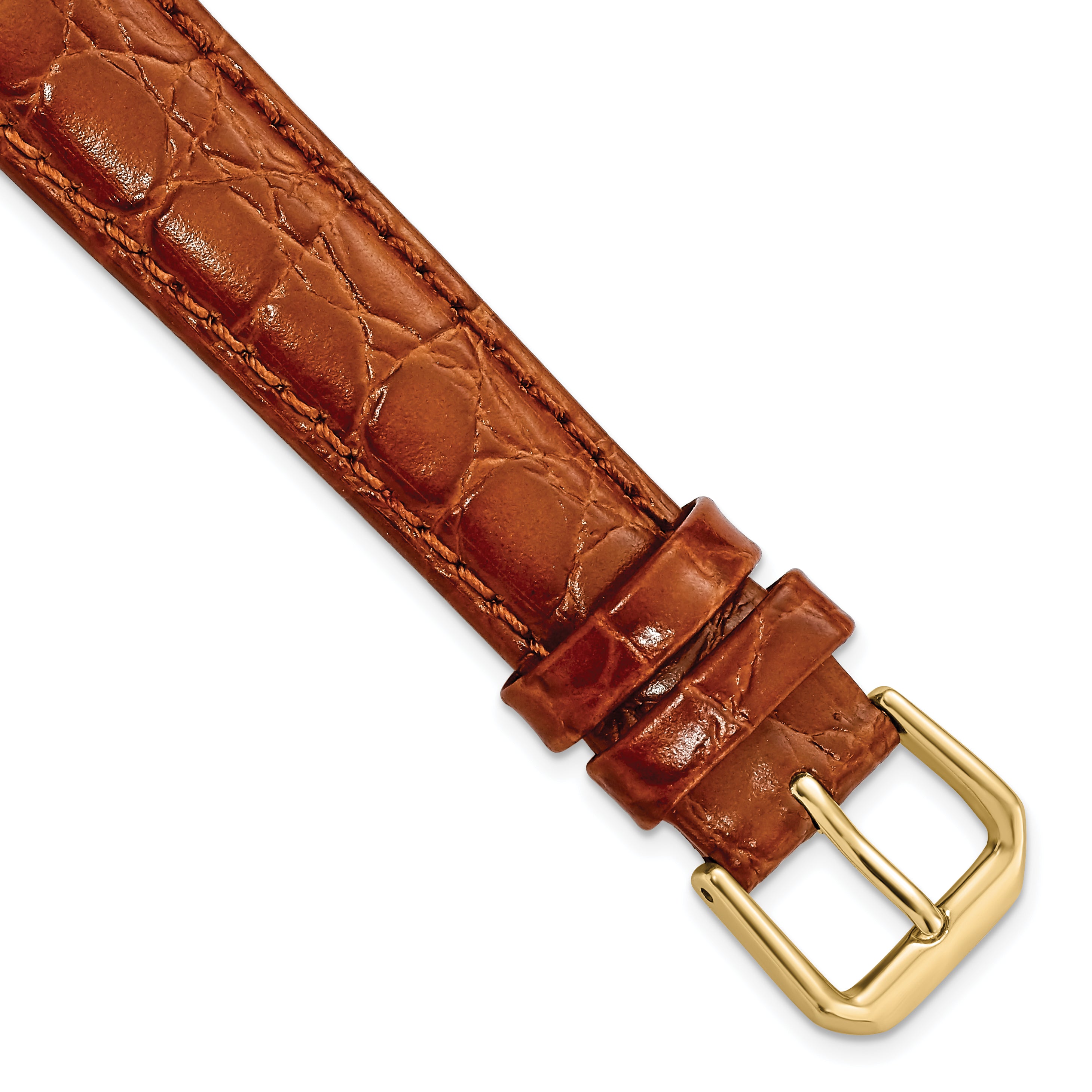 10mm Havana Alligator Grain Leather with Gold-tone Buckle 6.75 inch Watch Band
