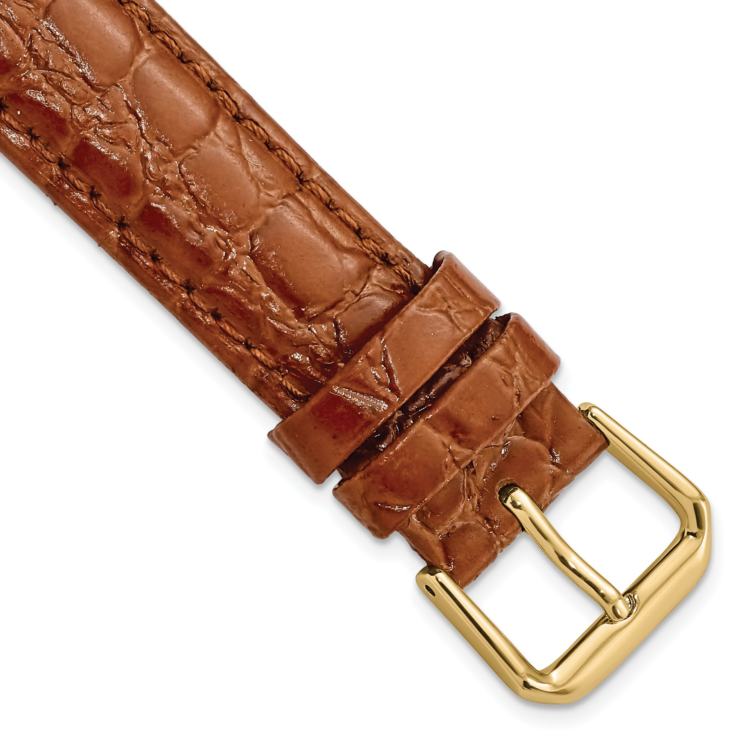 10mm Havana Alligator Grain Leather with Gold-tone Buckle 6.75 inch Watch Band