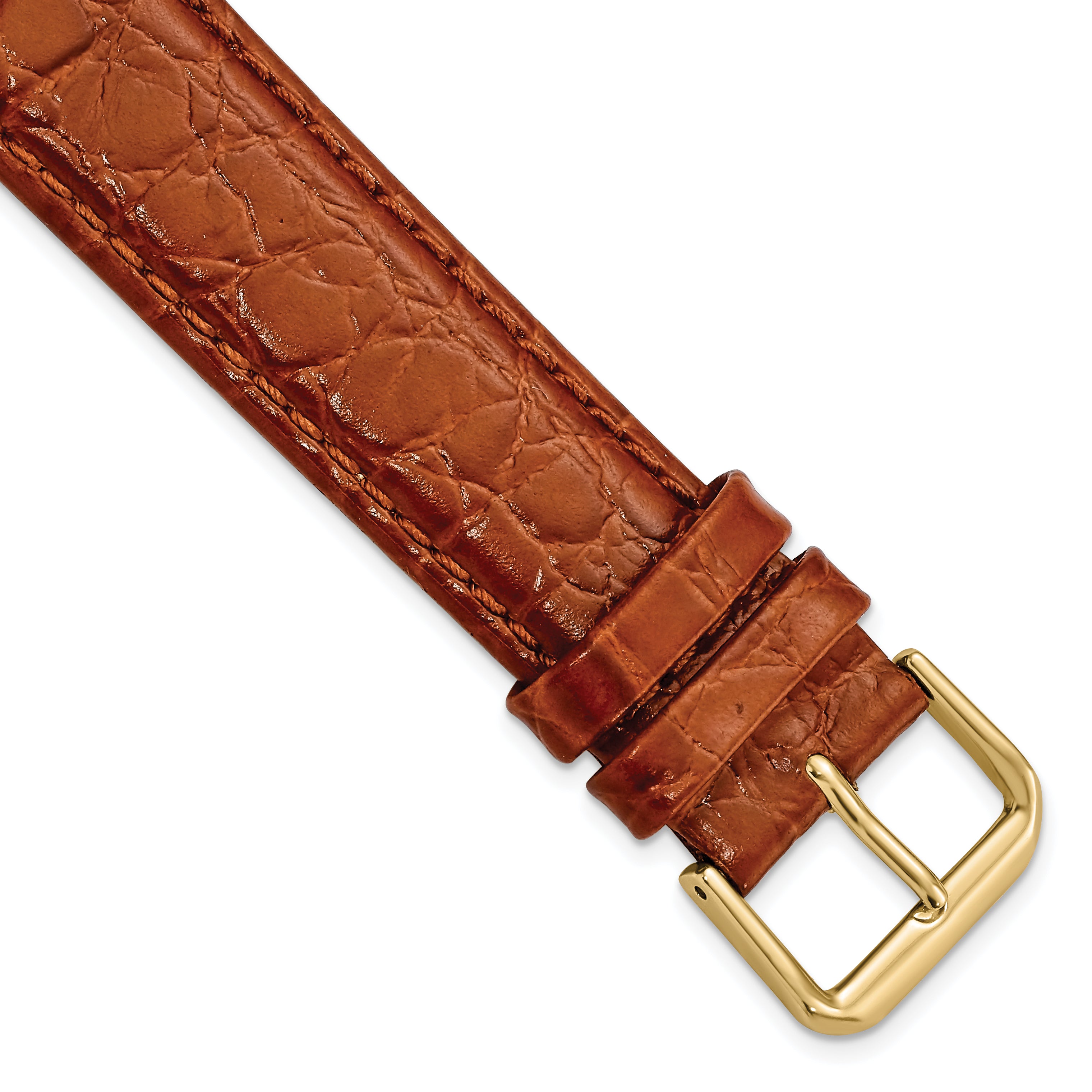 10mm Havana Alligator Grain Leather with Gold-tone Buckle 6.75 inch Watch Band