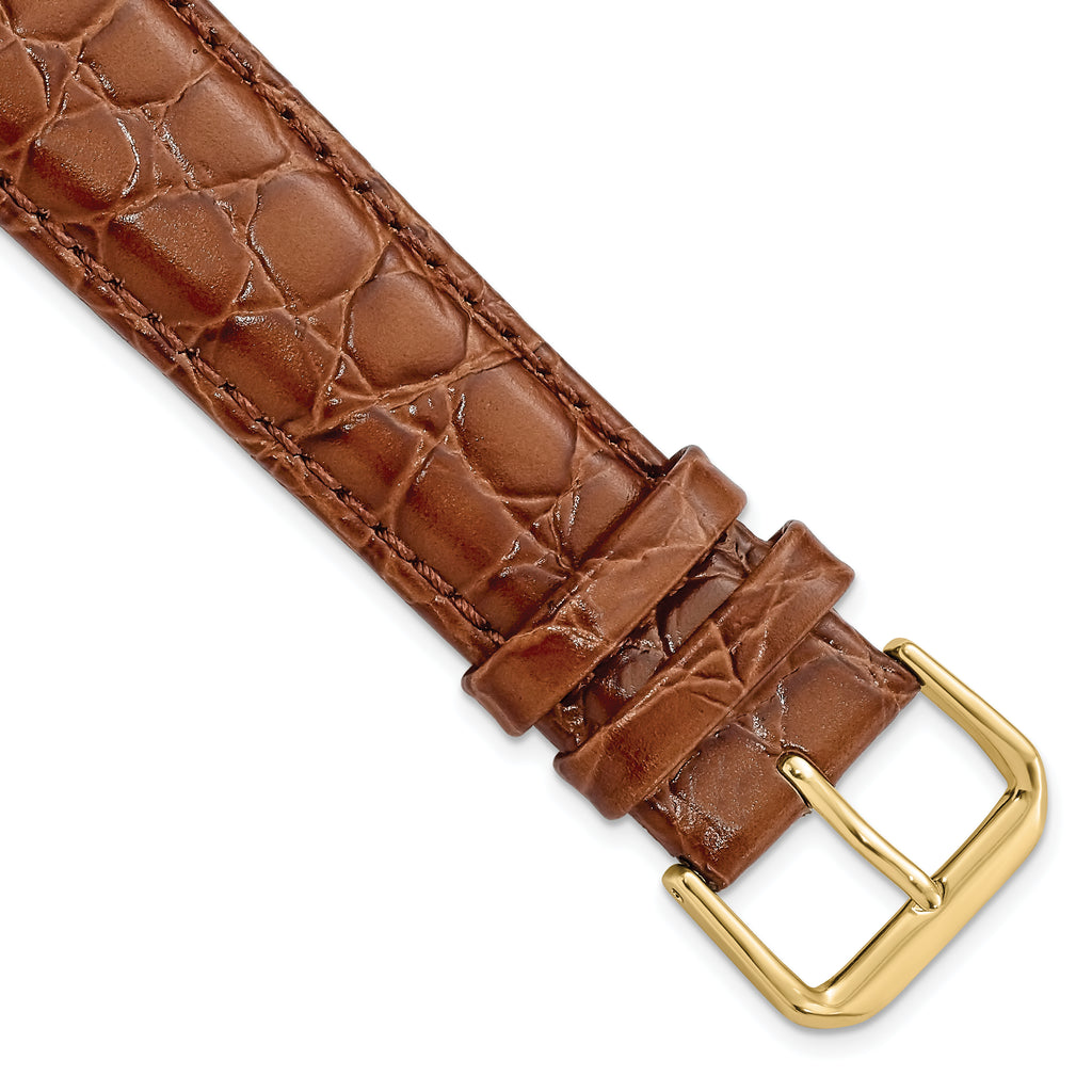 Havana Alligator-Grain Leather Watch Band in Brown, 14mm