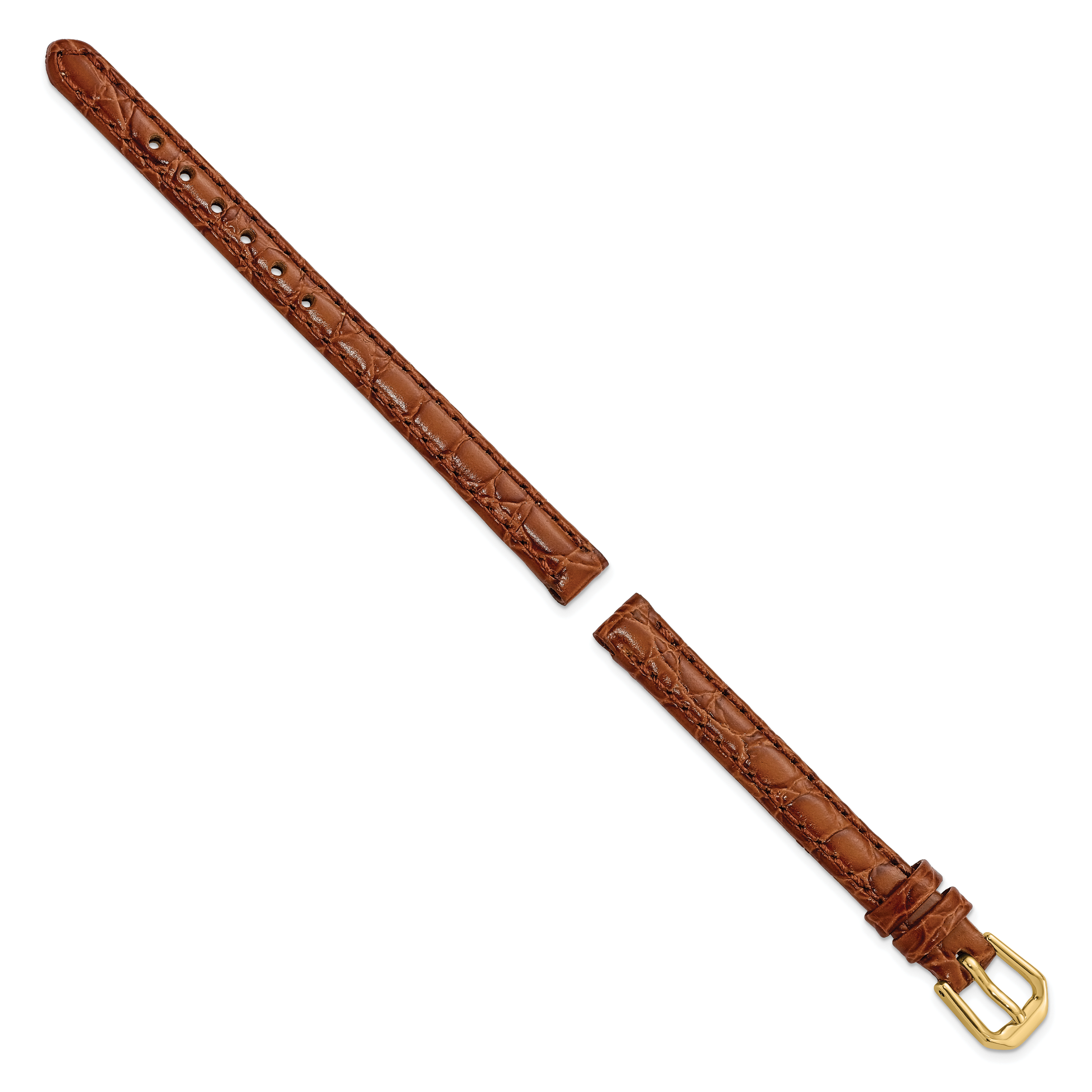 8mm Havana Alligator Grain Leather with Gold-tone Buckle 6.75 inch Watch Band