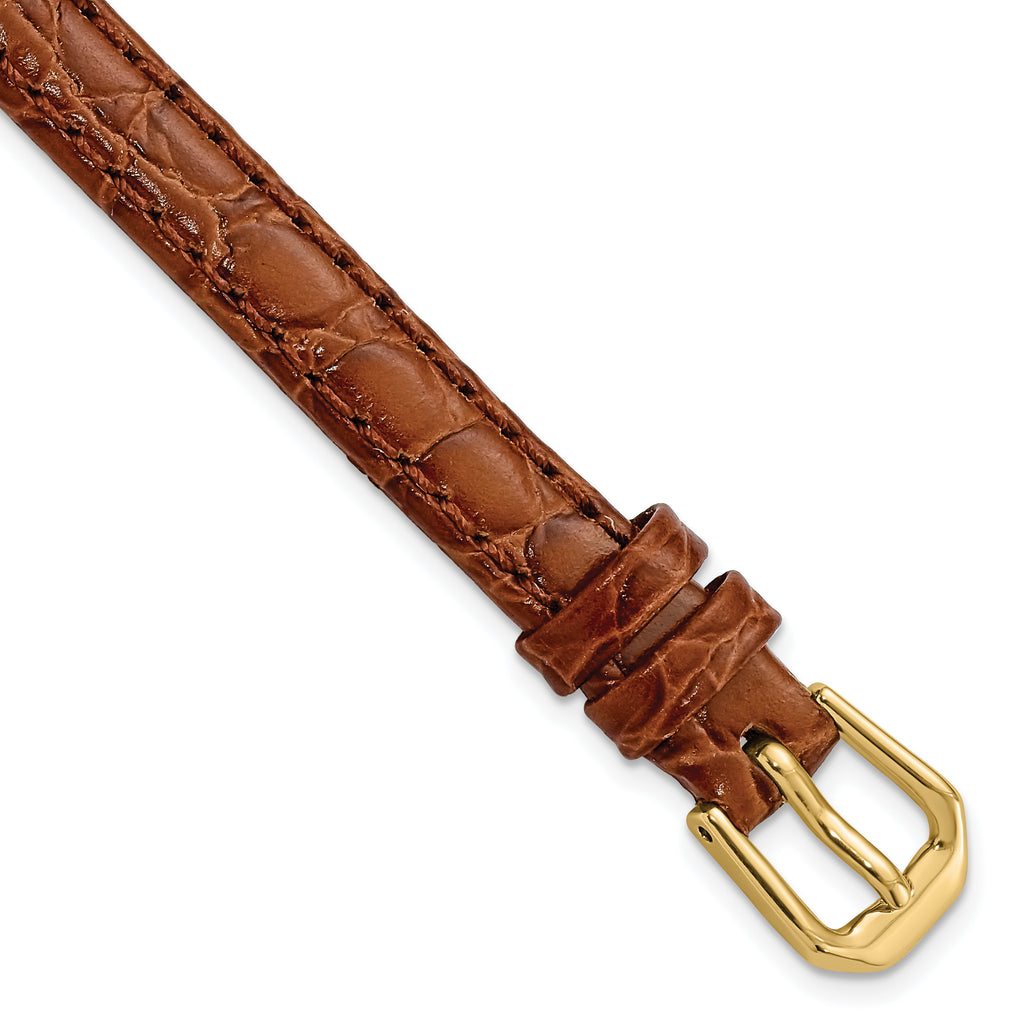 8mm Havana Alligator Grain Leather with Gold-tone Buckle 6.75 inch Watch Band