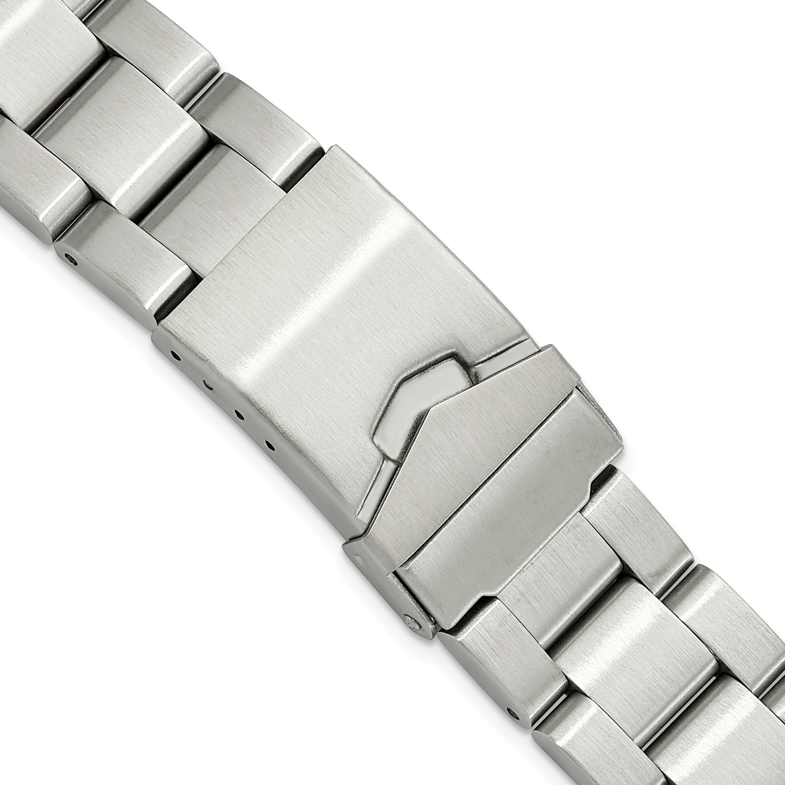 18-20mm Satin Stainless Steel Oyster-Style Solid Link with Deployment Buckle 7 inch Watch Band Main image