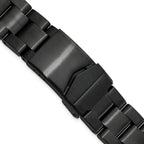 18-20mm Satin Black PVD-plated Stainless Steel Oyster-Style Solid Link with Deployment Buckle 7 inch Watch Band