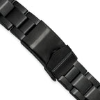 18-23mm Satin Black PVD-plated Stainless Steel Oyster-Style Solid Link with Deployment Buckle 6.75 inch Watch Band