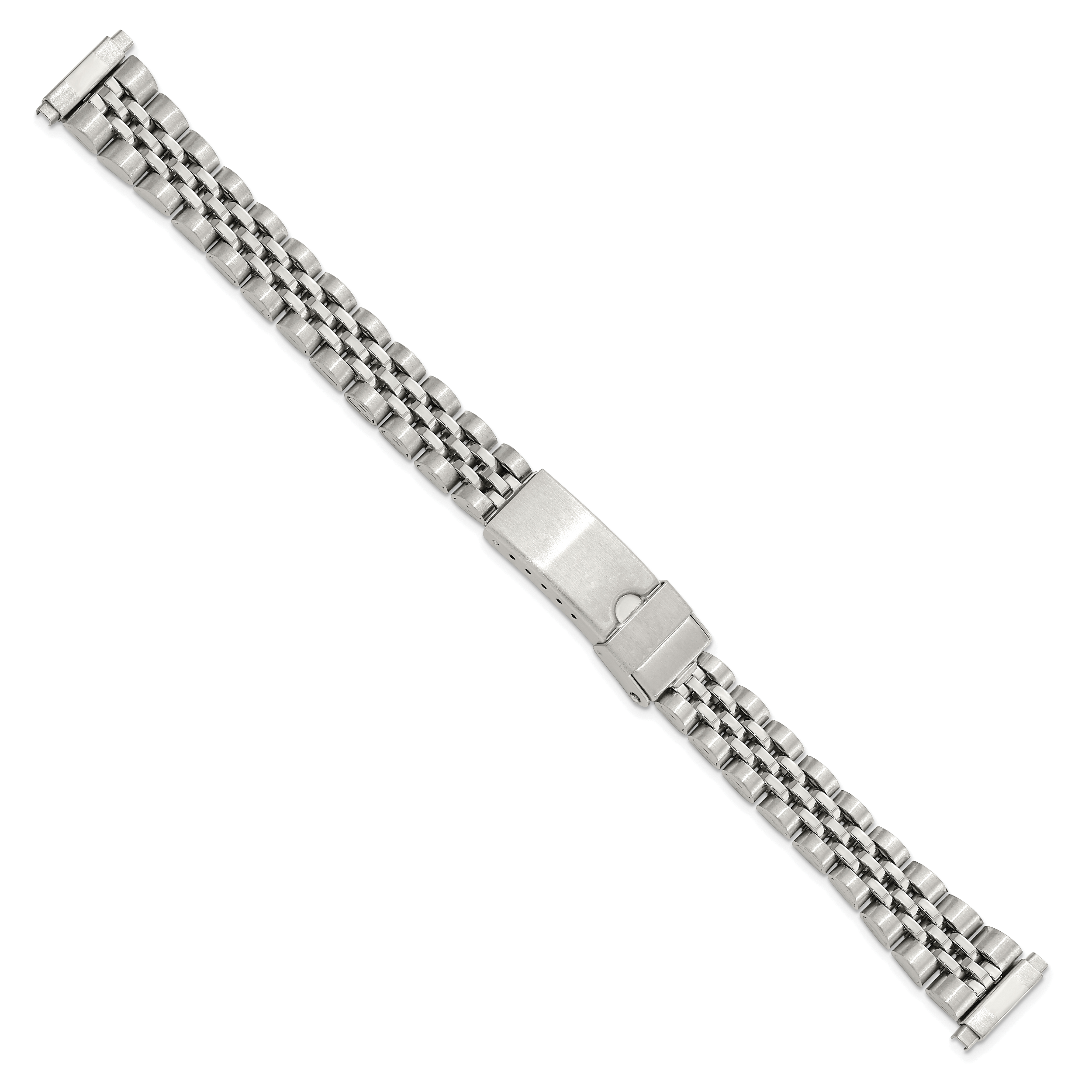 12-15mm Ladies Satin and Polished Stainless Steel Jubilee-Style with Deployment Buckle 7 inch Watch Band Secondary image