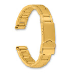 11-14mm Ladies Satin Gold-tone Stainless Steel Oyster-Style with Deployment Buckle 6.75 inch Watch Band