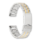 12-16mm Ladies Satin and Polished Two-tone Stainless Steel Oyster-Style with Deployment Buckle 7 inch Watch Band