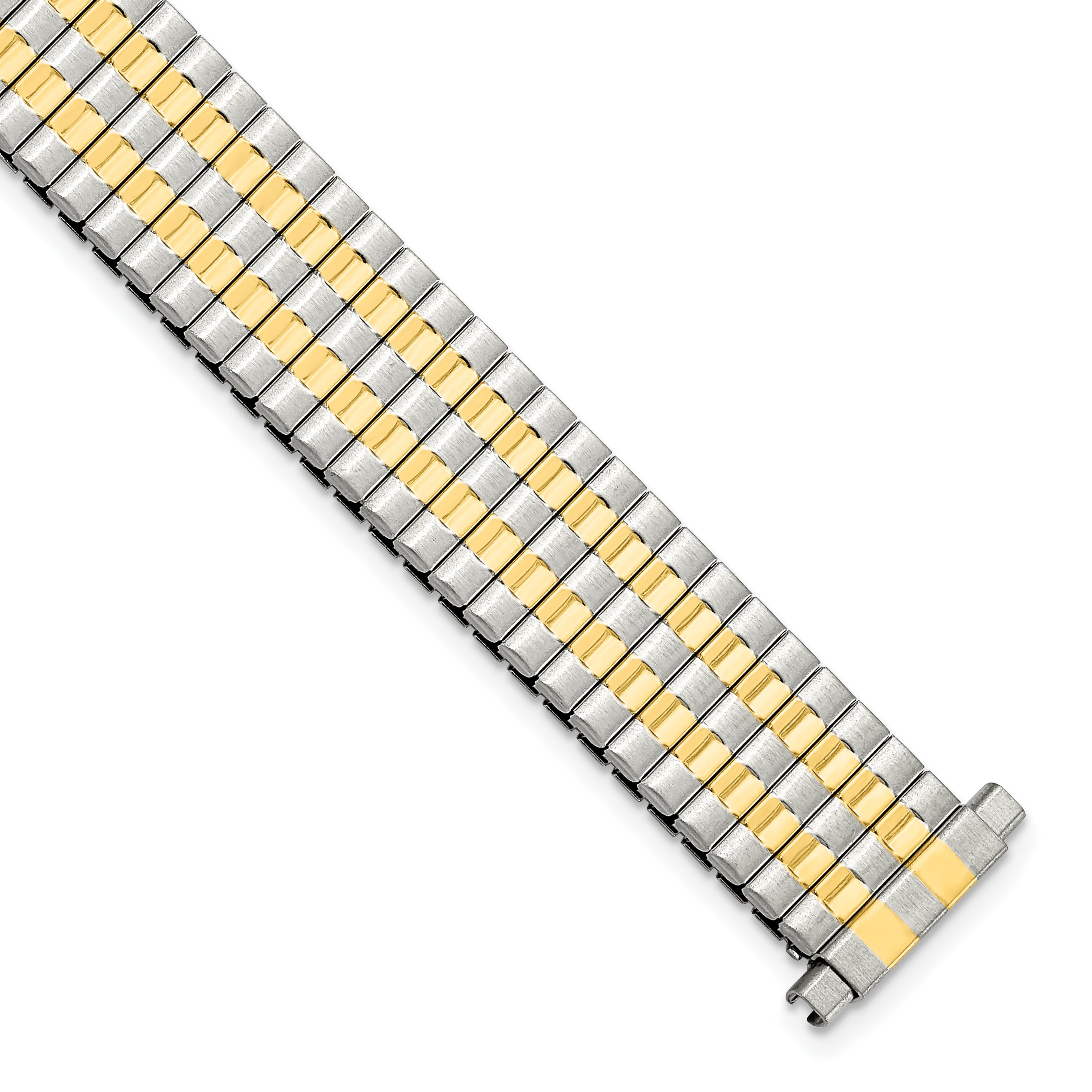 12-16mm Ladies Satin and Polished Two-tone Stainless Steel Thin-Flexo Expansion Link 5.75 inch Watch Band Main image