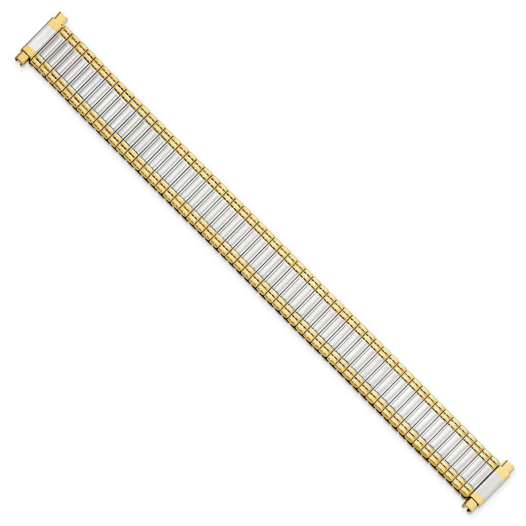 12-15mm Ladies Sanded and Polished Two-tone Stainless Steel Thin-Flexo Expansion Link 6 inch Watch Band