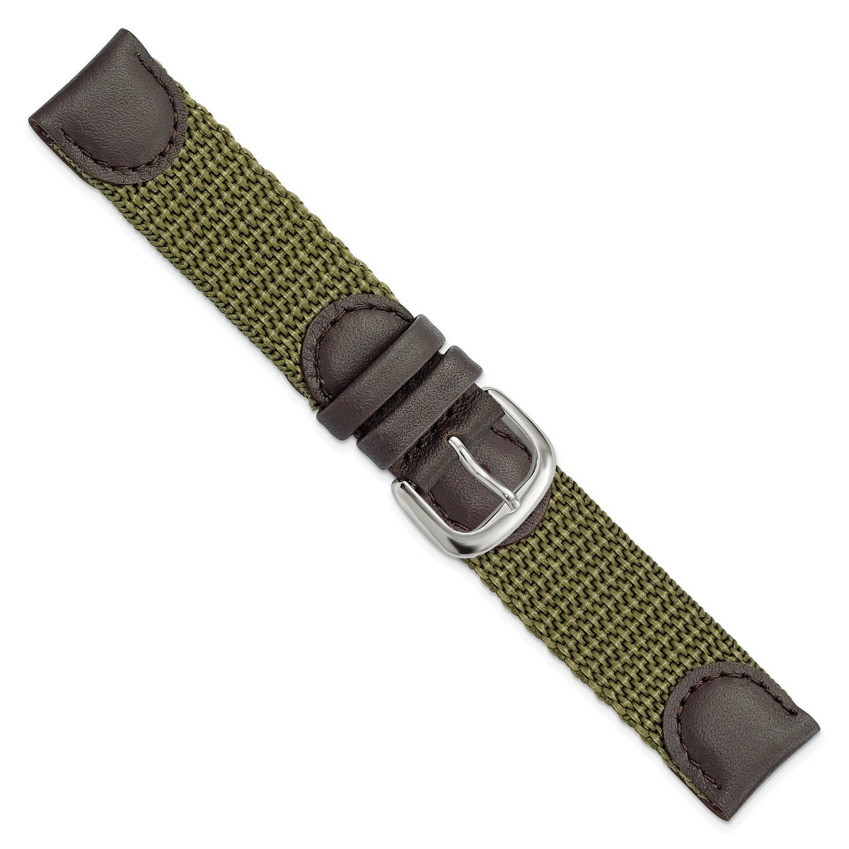 Olive Army-Style Watch Band in Leather with Quick-Release Bars - Sophia Jewelers