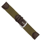 Olive Army-Style Watch Band in Leather with Quick-Release Bars - Sophia Jewelers