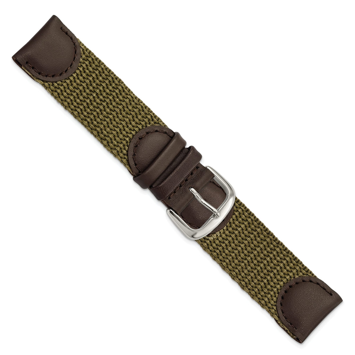 Olive Army-Style Watch Band in Leather with Quick-Release Bars - Sophia Jewelers