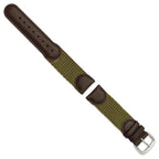 Olive Army-Style Watch Band in Leather with Quick-Release Bars - Sophia Jewelers