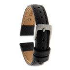 Black 18mm Matte Gator Grain Calfskin Leather with Stainless Steel Buckle 7.75 inch Watch Band