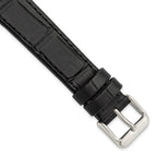 Gilden Black 18mm Matte Gator Grain Calfskin Leather with Stainless Steel Buckle 7.75 inch Watch Band